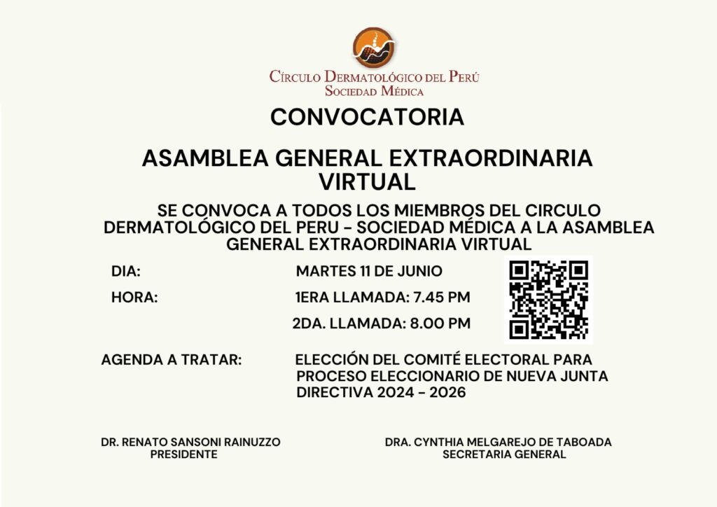 Convocatoria Asamblea General Extraordinaria Virtual CIDERM PERU